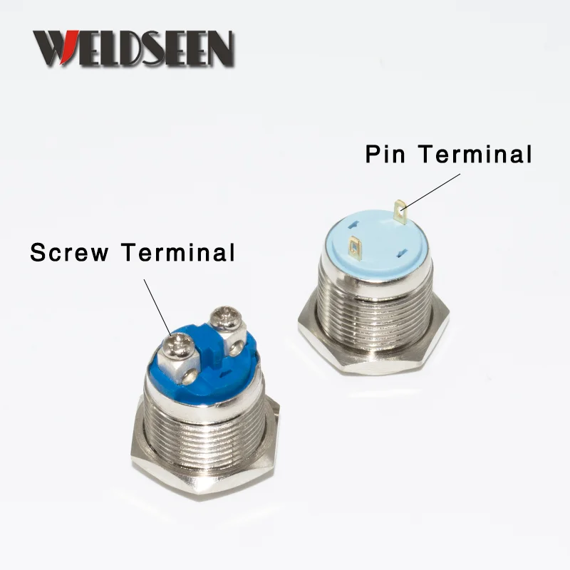 16mm Reset Momentary Metal Push Button Switch 3A/250V Waterproof Silver Car Horn Control Switch Screw Foot Modified Equipment