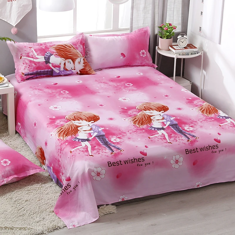 4pcs/set Girl's Pink World Cartoon Printing Comfortable Bedding Set Bed Linings Duvet Cover Bed Sheet Pillowcases