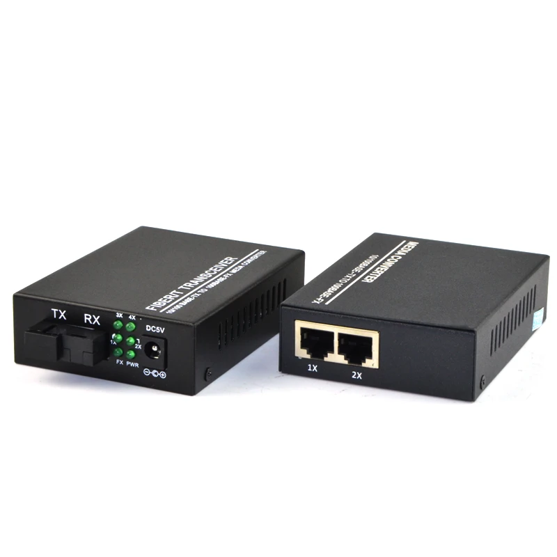 

1 Pair 10/100Mbps 2 RJ45 fiber optic media converter Singlemode Single Fiber 25KM