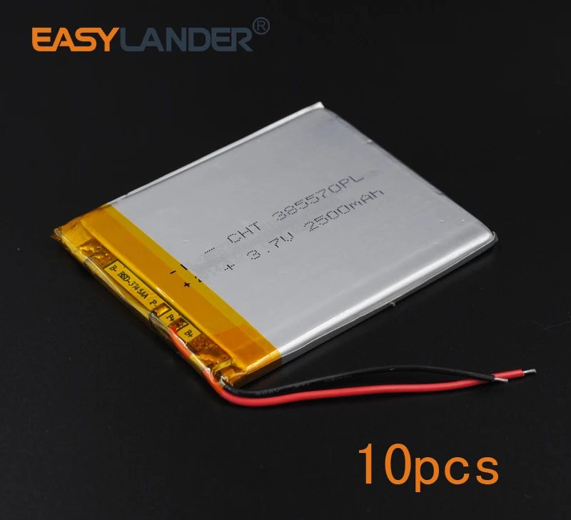 

10pcs 3.7V 2500mAh 385570 Rechargeable Lithium Li-ion Polymer Battery