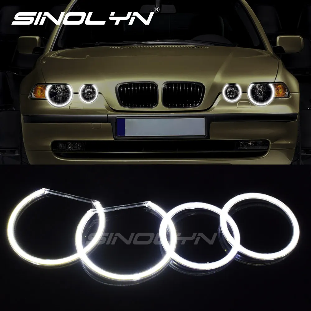 COB LED Angel Eyes Halo Rings Kit For BMW E90 E91 E83 X3 E46 ti/td Compact Non-projector Headlight Cars DIY Retrofit 131mm+106mm