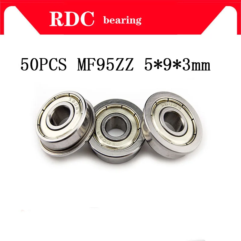 

50pcs/Lot ABEC-5 MF95ZZ MF95Z MF95 ZZ LF950ZZ 5x9x3 mm High quality Steel Shielded Flange Flanged Bearing Radial Ball Bearings