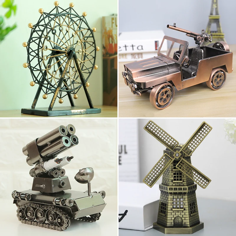 Retro Manual Iron Art Motorcycle Home Wine Cabinet Decoration Living Room Car Model Small Creative Crafts Birthday Gift For Boy