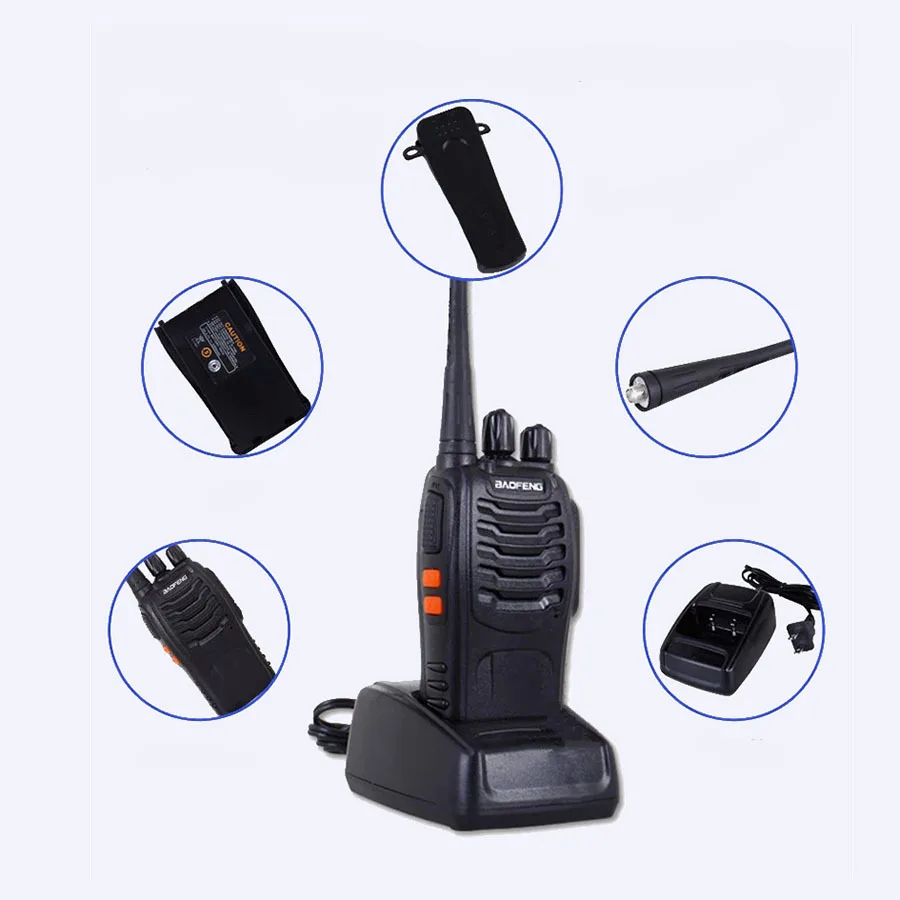 2 Buah Asli Pofung BF-888S 2 Dua Arah Stasiun Radio Walkie-talkie untuk Driver Amatir Radio Kit Interphon Interkom Baofeng 888