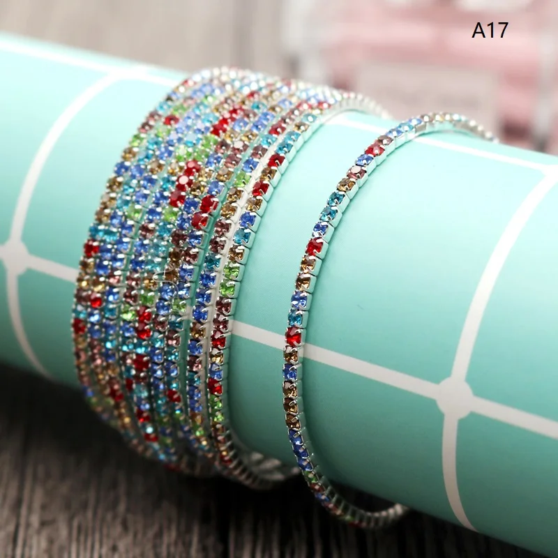 Hot Sale 5pcs/lot 17cm Colorful Glittering Claw Cup Chains Bracelet Full Rhinestones Bangle Bracelets Jewelry DIY Accessories