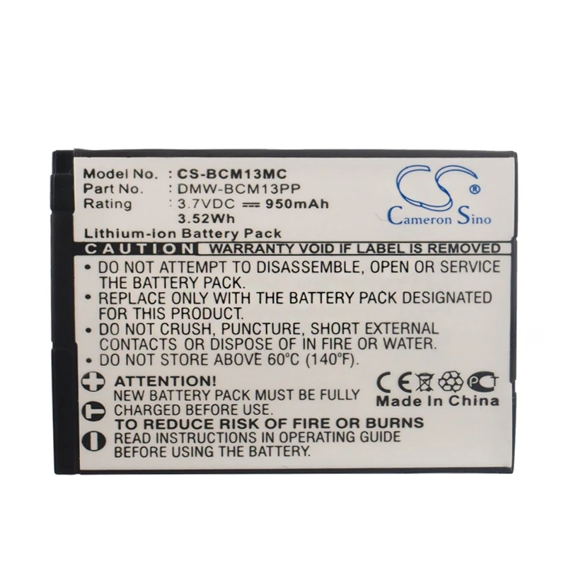 Cameron Sino 950mah battery for PANASONIC Lumix DMC-FT5 DMC-LZ40K DMC-TZ41 DMC-TZ60 DMC-ZS40S DMC-TZ55 DMW-BCM13 DMW-BCM13E