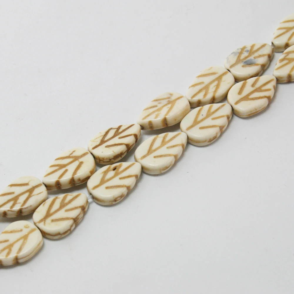 31pcs/lot 9x13mm Colorful/White/Turquoise Leaf Shape Stone Beads Loose Beads For DIY Charms Bracelet Jewelry Making Accessories