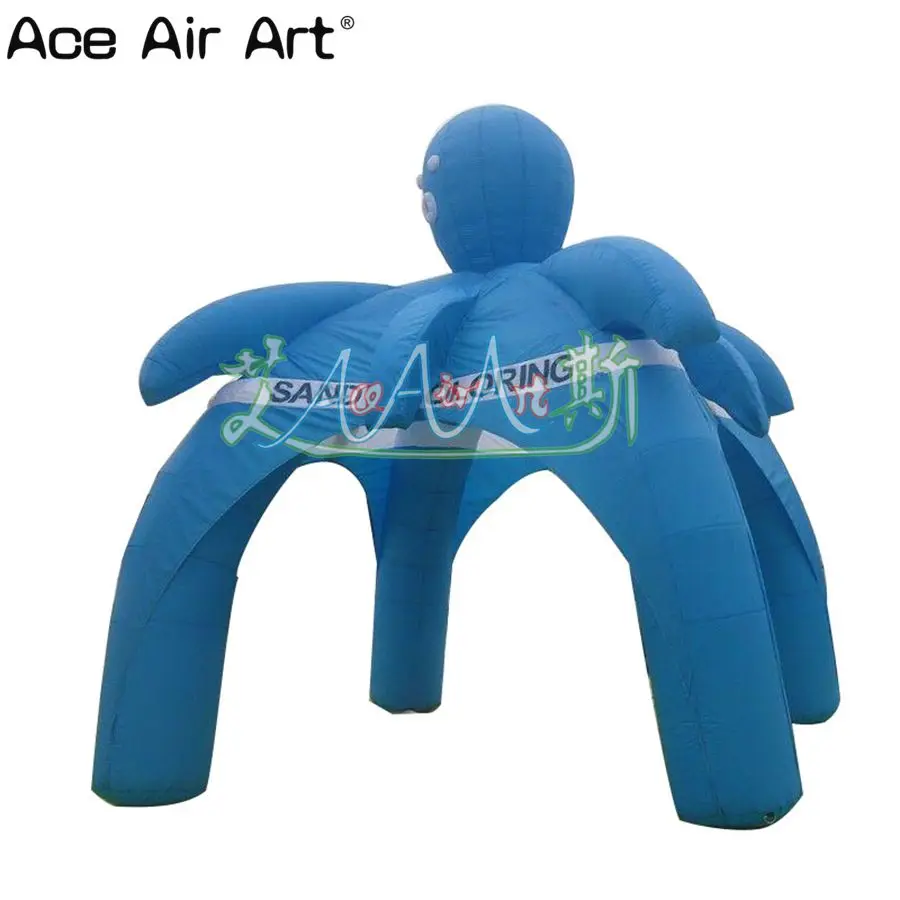 Blue Inflatable Spider Dome Tent with Octopus with 4 legs for Outdoor Event Decoration