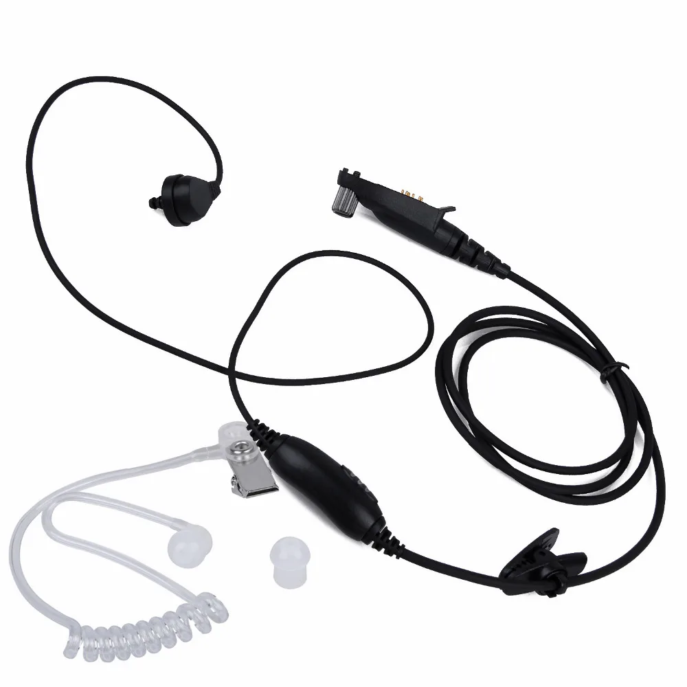 Black Multi-Pin Covert Air-Tube Acoustic Headset with PTT & VOX for Motorola GP344 GP388 GP328Plus GL200 EX500 EX600XLS