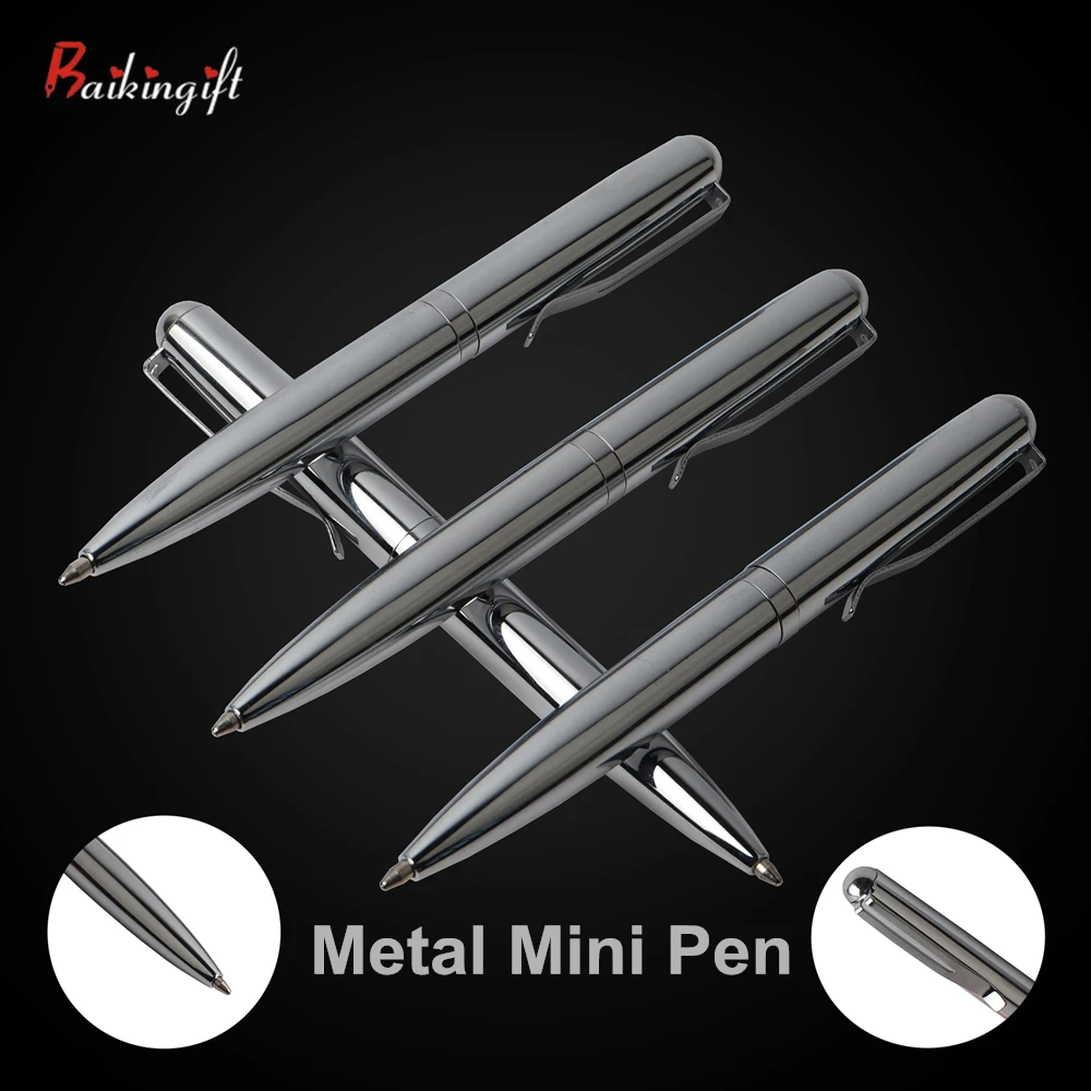 Mini Metal Ballpoint Pen Rotating Pocket-size Pen Portable Ball Point Pen Small Oil Pen Exquisite Brief Office & School Supplies