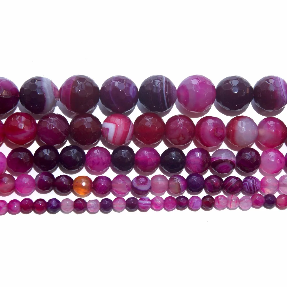 4 6 8 10 MM Faceted Natural Stone Bead Pink Quartz Amethysts Agates Amazon Lapis lazuli For Jewelry Making DIY Bracelet Necklace