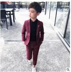 Autumn Kids Blazer Baby Boys Suit Jackets Spring Cotton Coat Pants 2 Piece Boy Suits Formal For Wedding Chlidren Clothing