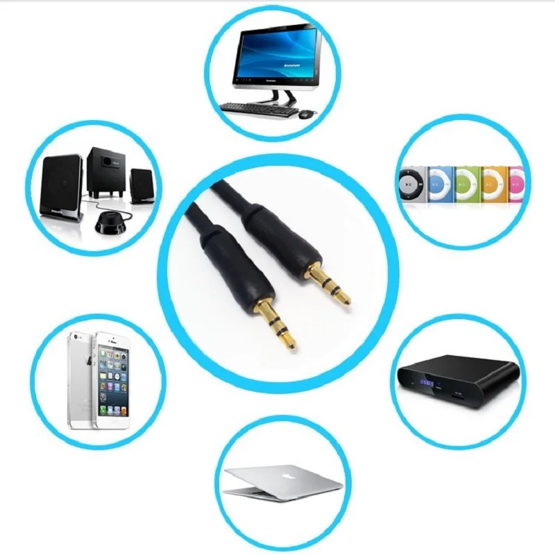 Banhado a ouro 3.5mm alta blindagem adaptador de cabo áudio macho 3.5mm estéreo cabo aux cabo fone de ouvido 1.5 metros