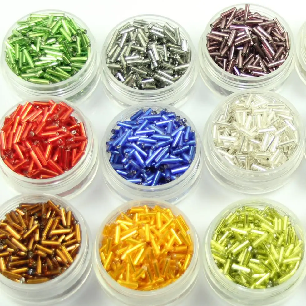 10000pcs mix colors  Lucite silver lined tube beads acrylic beads seed beads mixed colors mix sizes 2mm-6mm