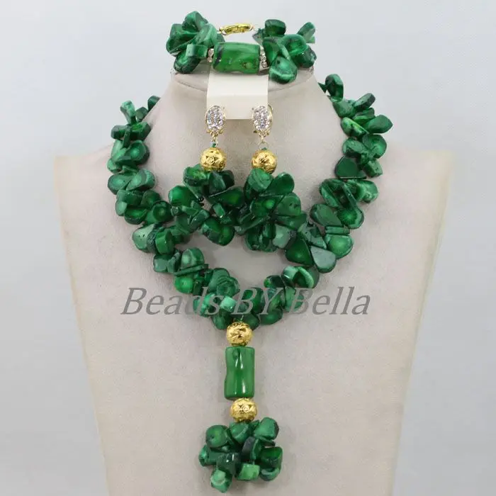 Imagem -04 - Delicate Africano Coral Beads Conjunto Jóias Nigeriano Colar de Casamento Grânulos de Coral Verde Conjuntos de Jóias de Noiva Abf994