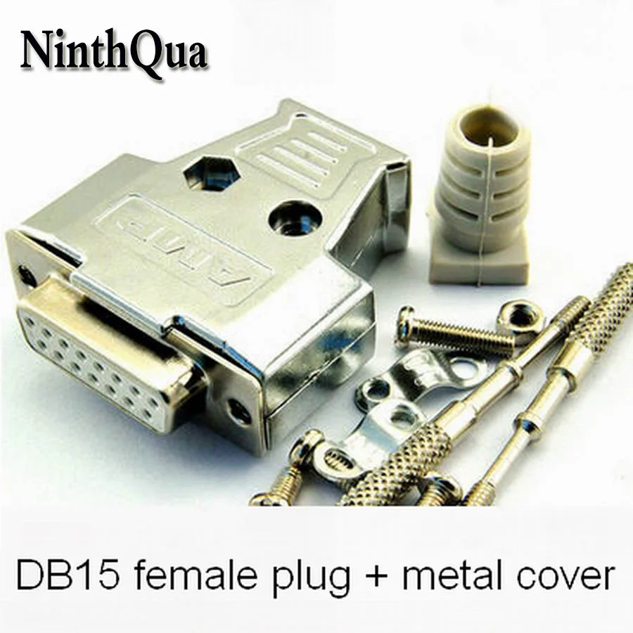 5set DB15 Male Female Plug with Plastic Cover DB 15P Gold-plated Plugs Jack Adapter Connector 2 Rows Wire Solder Type