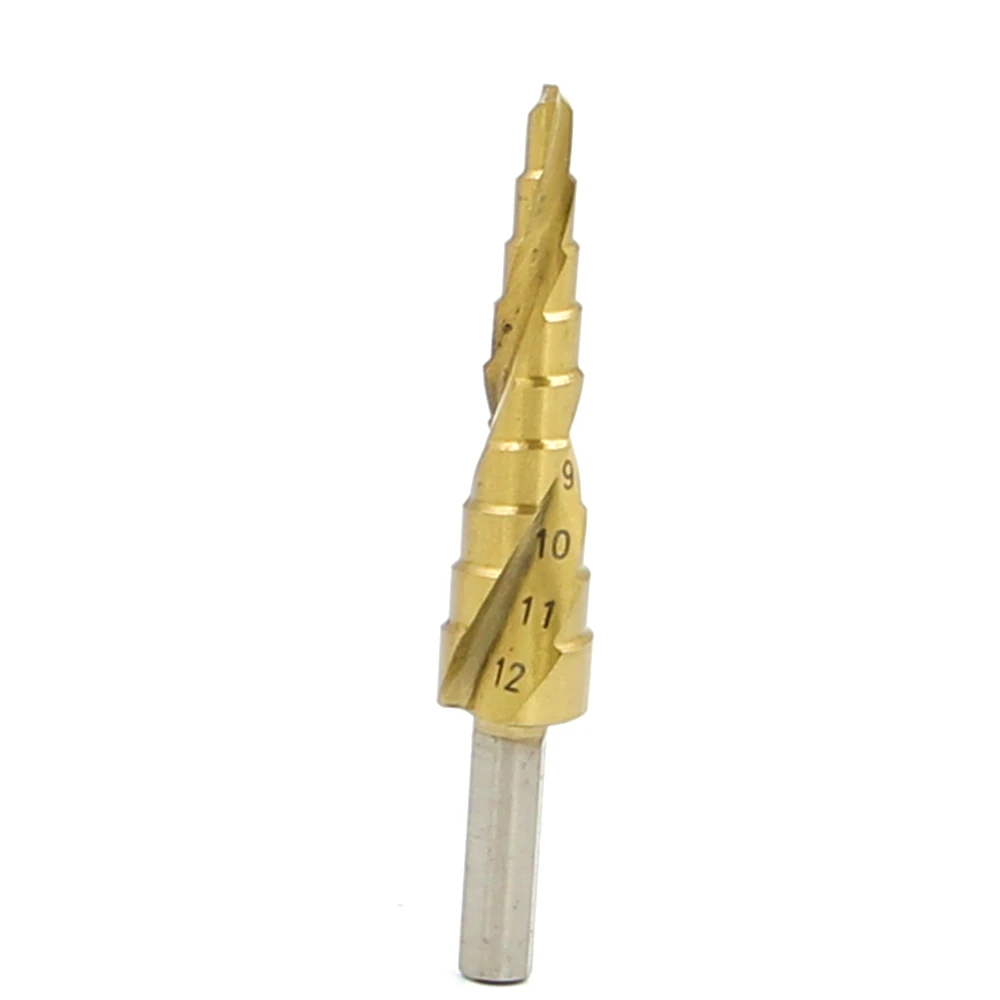 HSS Step Drill Bits 4mm-12mm Spiral groove Power Tools Triangular handle Wholesale Price High Quality metal Drilling Titanium