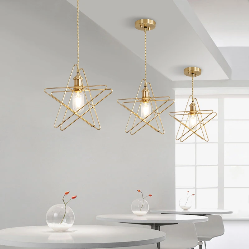 Living Room Cafe cord Pendant star Lighting Novelty E27 Led Star Hanging Lamp Kid's Pendant fixture For Restaurant Bar lamparas