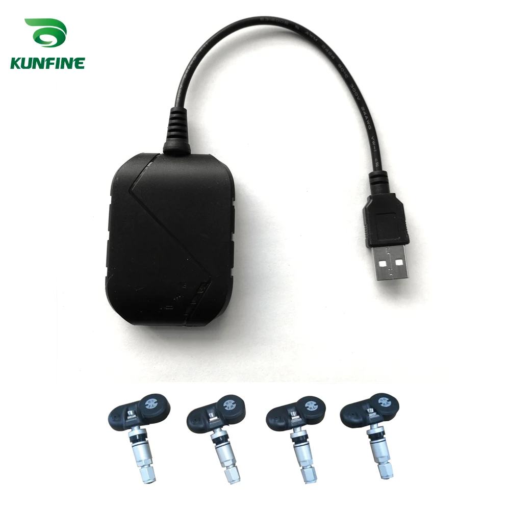 KUNFINE USB Android TPMS Tire Pressure Monitoring System Display Alarm System 5V Android Navigation Car Radio With 4 Sensors