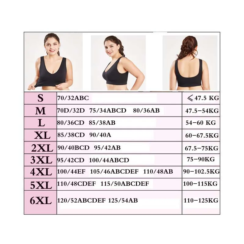 Queenral Seamless Bras For Women Push Up Bralette Plus Size 4XL 5XL 6XL Brassiere Vest Wireless Padded Underwear Bra Big Size