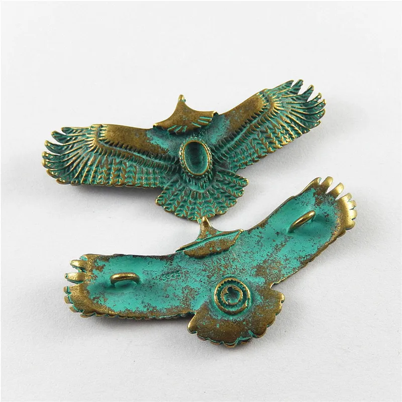 Julie Wang 5PCS Antique Green Bronze Charms Simulated Animal Flying Eagle Hanging Pendants Earring Necklace Accessories