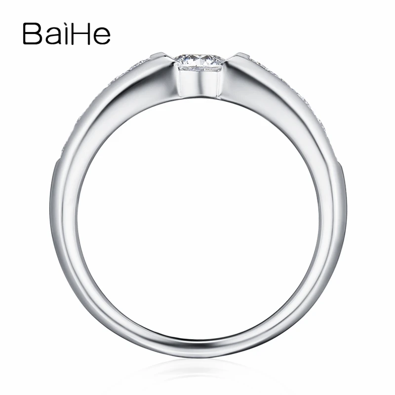 BAIHE Solid 18K White Gold 0.20CT FG/SI Natural Diamond Ring Women Men Wedding Band Trendy Fine Jewelry Making Anel diamante