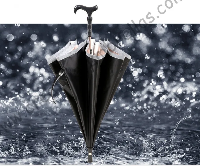 

Detachable unbreakable self-defense multi-use alloy brass windproof lotus carbon fiberglass anti-skidding crutch man's umbrellas