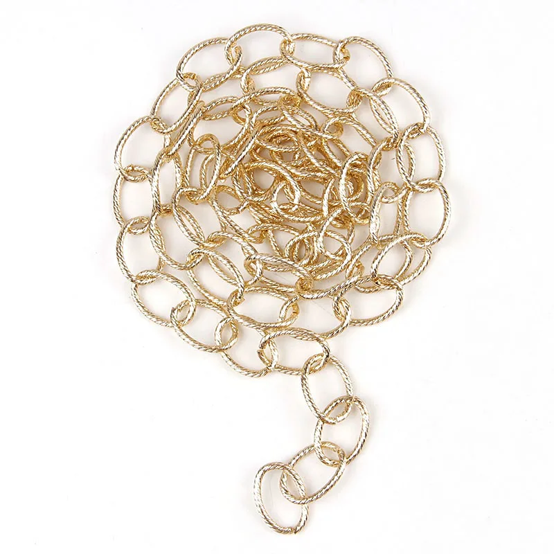 Metal Gold O ShapeTextured Cable Necklace Curb Chains Bulk Fit Bracelets Open Link Chain DIY Jewelry Making Supplies