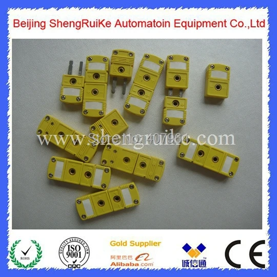 100Pairs Per Lot     K type Yellow  Flat pin Male and Female Mini Thermocouple Connector