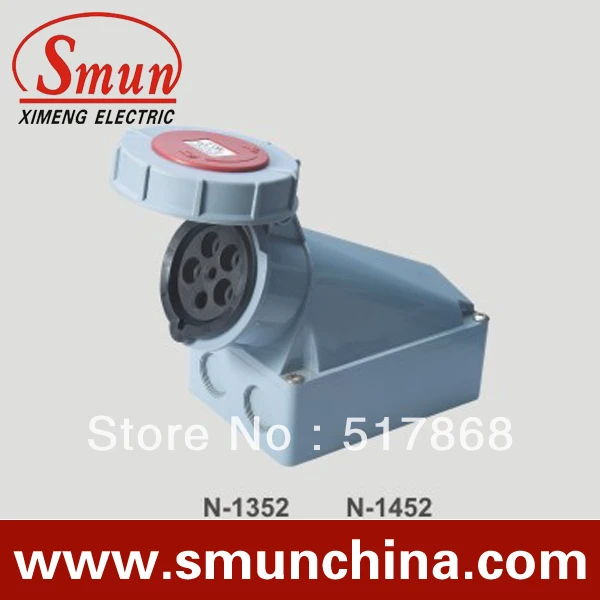 N-1352 63A 220-415V 3P+N+E 5pin Industrial Wall Socket with CE ROHS 1 Year Warranty IP67 degree PA66