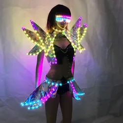 LED Kleding Dame Kleding Mode Gloeiende Vrouwen Bh Shorts Alice schouder Armor Suits Ballroom Dans Jurk