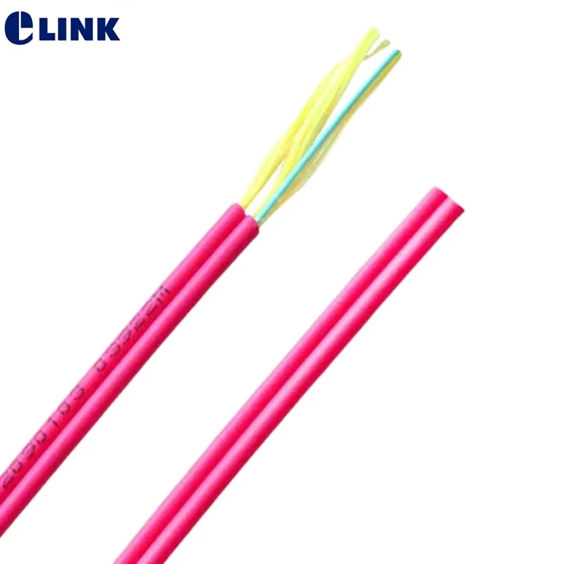 OM4 fiber optic duplex cable 2.0mm Pink color indoor for fiber patchcords 2km/roll ftth wire ELINK LSZH jacket 2000m