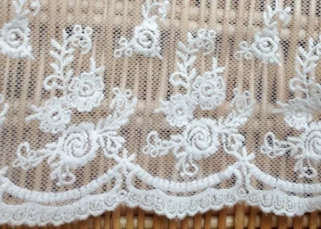 

5 yard/lot width 5.9" 15cm white mesh embroidery lace trim ribbon SL4K242