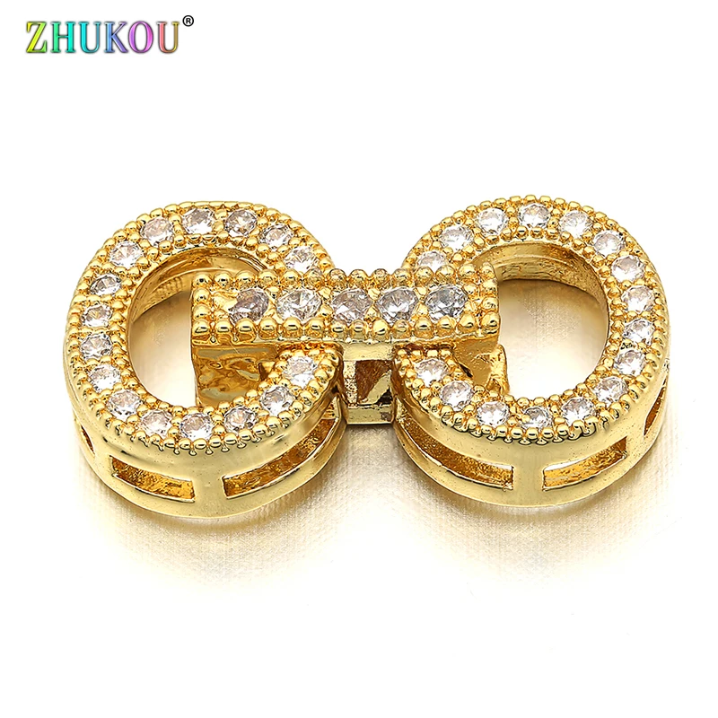 11*19mm Brass Cubic Zirconia Clasps Hooks for Diy Jewelry Findings Accessories, Mixed Color, Model: VK36
