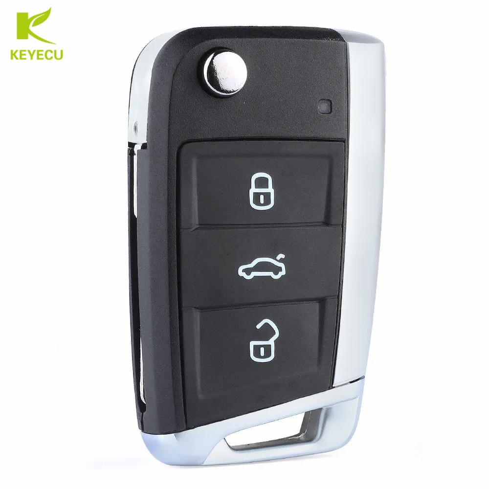 KEYECU Replacement 3 Buttons Modified Folding Flip Remote Car Key Cover Case Shell For V*W Golf 7 G*TI MK7 Skoda Octavia A7 Seat