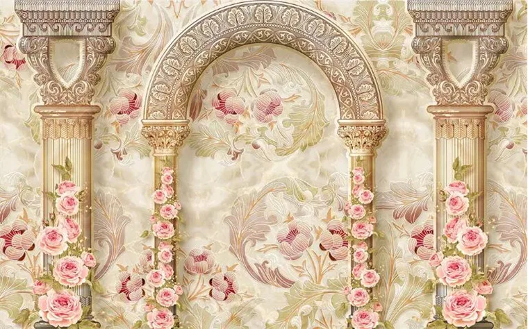 Custom Photo Wallpaper Europe 3D marble pillar Flower Living Room TV Background Wall Painting Home Decor Wallpaper Mural