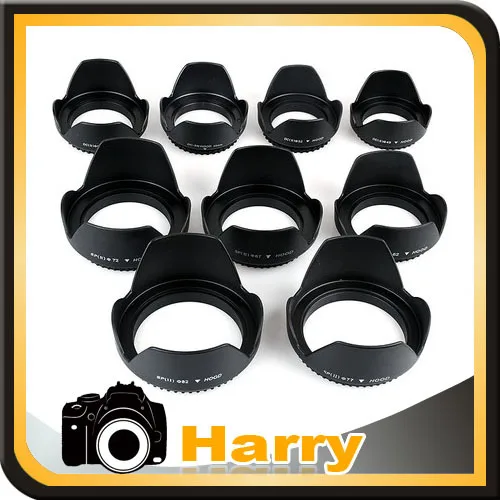 9pcs 49mm/52mm/55mm/58mm/62mm/67mm/72mm/77 82mm Screw Mount Petal Flower Lens Hood For 5D3 5D4 D800 D500 D810 D750 DSLR Camera