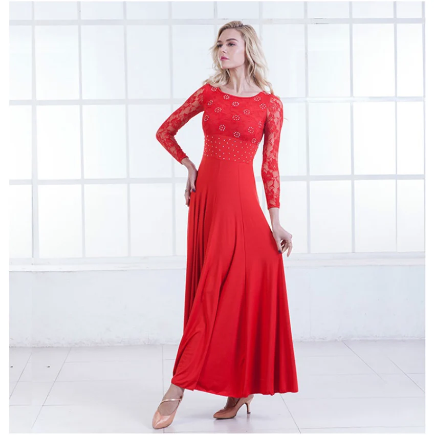 New Modern Dance Dress Long Sleeve Ballroom Dance Costume National Standard Dance Dress Waltz Dress Performance Clothing