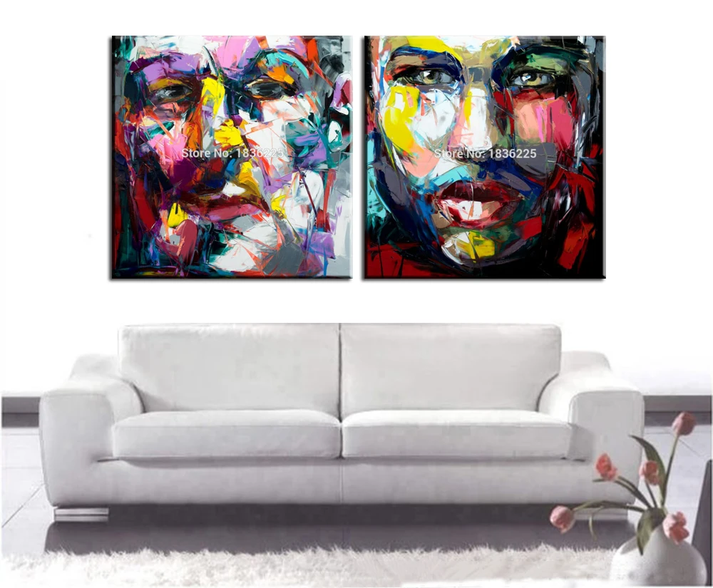 

Big Size Abstract Man Face Oil Painting On Canvas Modern Decoration Living Room Office Wall Hand Painted Francoise Nielly Art