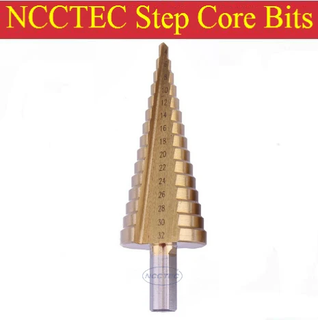 step drill bits with titanium nitride coating FREE SHIPPING |high speed steel 6542/M2 Pagoda Drill Ladder Drill for holes 4-32mm