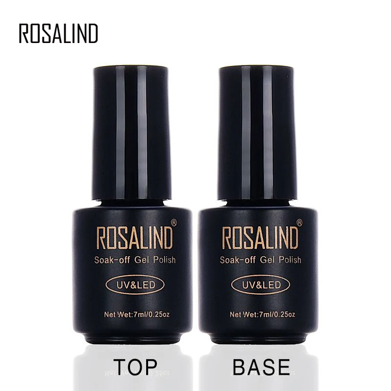 

ROSALIND Black Bottle 7ML Top Coat and Bace Coat Gel Nail Polish Nail Art Nail Gel Polish Semi Permanent UV LED Soak-Off Glue