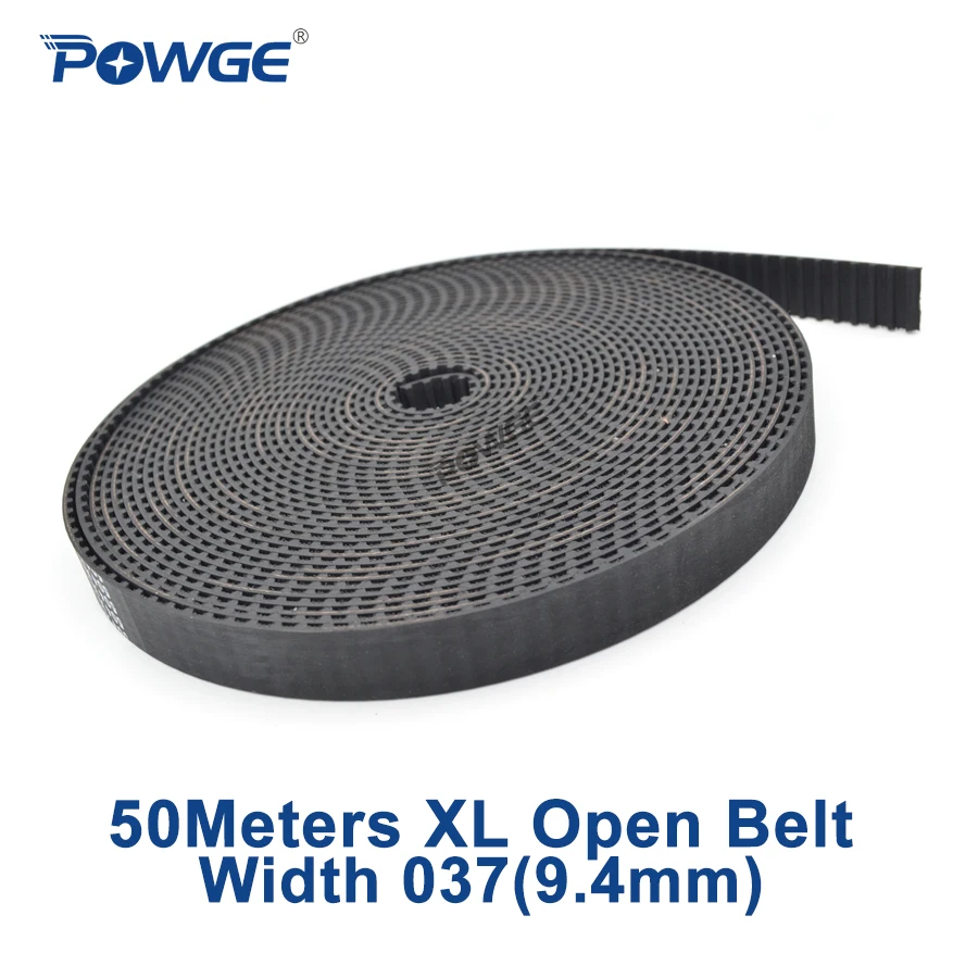 

POWGE 50Meters Trapezoid XL Open ended Timing belt XL-037 Synchronous belt width 9.4mm Rubber fiberglass XL037 open Belt Pulley