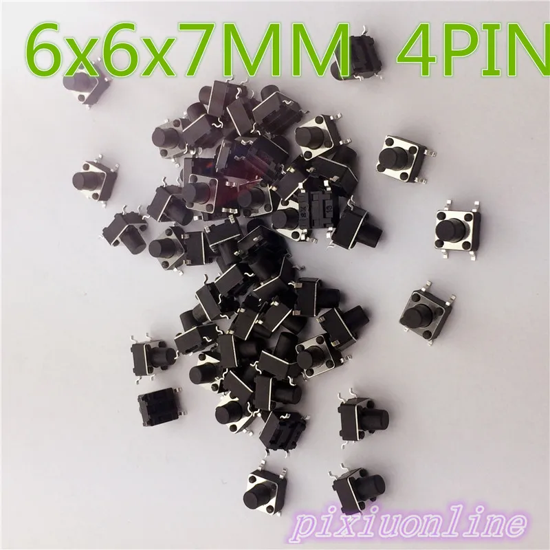 

G92 6x6x7MM 4PIN 50pcs Tactile Tact Push Button Micro Switch Direct Self-Reset DIP Top Copper High Quality