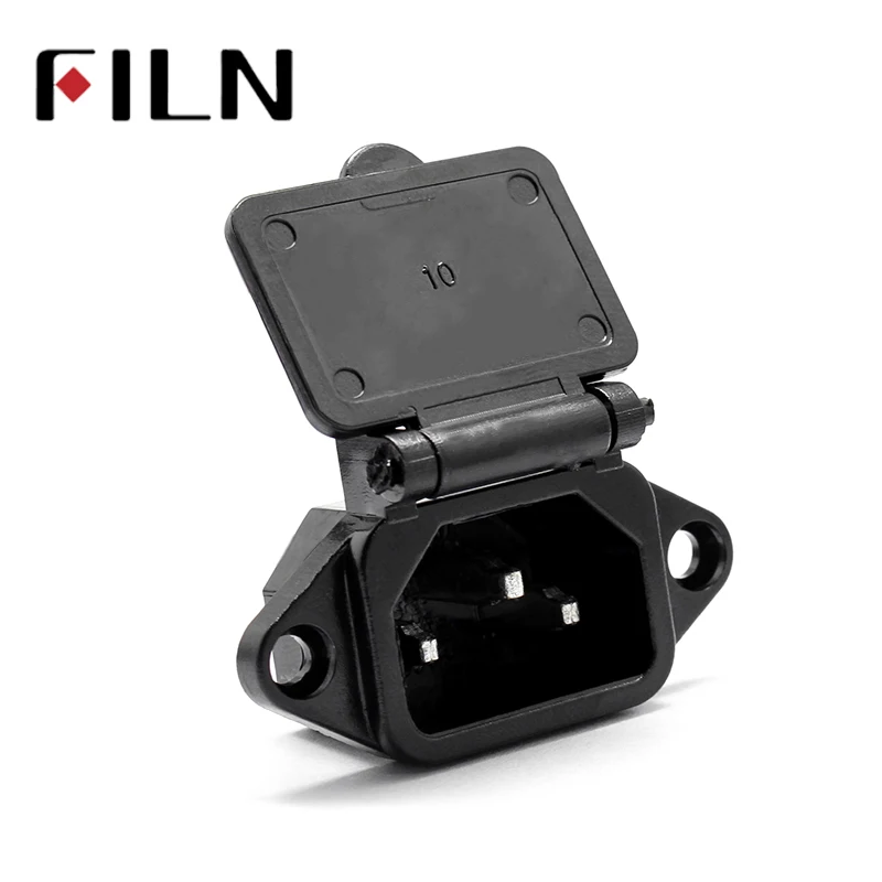 SS-7B AC250V/15A Male 3Pin Panel Mount Power Socket with Cover