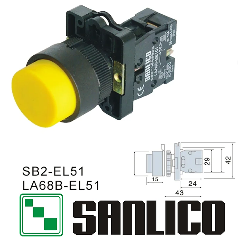 Projecting Push Button Switch SB2 LA68B XB2EL51 EL31 EL42 Momentary Spring Return Ø22mm