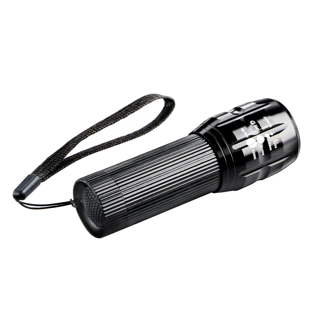 2000 Lumen LED Flashlight 3 Mode Zoomable Q5 LED Flashlight Torch Zoom Lamp Light  3 x AAA battery Alumiun alloy black