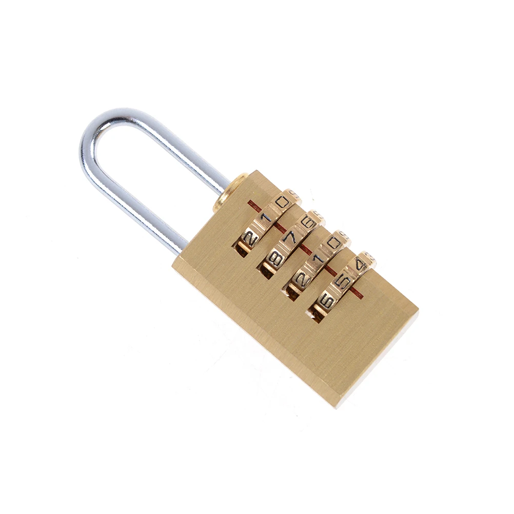 1pc Brass Mini 4 Digits Number Password Code Lock Combination Padlock Pad Lock Resettable for Travelling Bag Door 6cmx2cmx1cm