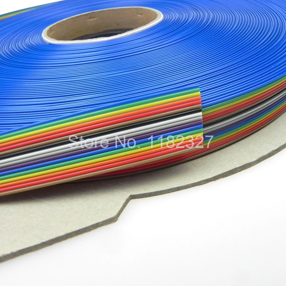 Flat ribbon cable 16 WAY 28AWG 1.0MM pitch Color Rainbow Ribbon Cable 16Pin Flat IDC Ribbon Extension Cable Rainbow DuPont Wire