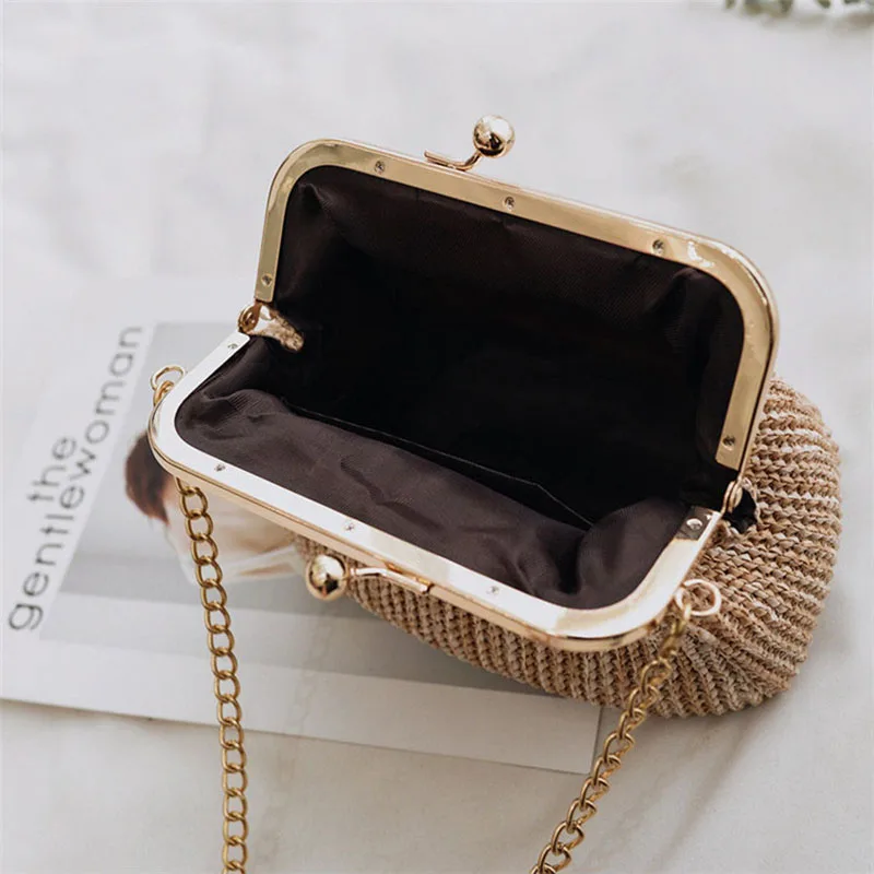 Small Crossbody Boho Bags For Women Evening Clutch Bags Hasp Ladies Handbag Female Straw Beach Rattan Women Messenger Bag