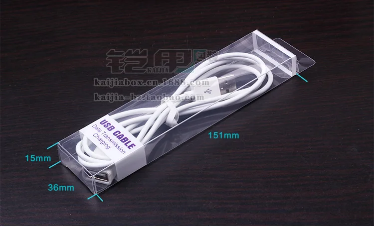 200 pcs Wholesale Plastic PVC Transparent Packaging Box For USB Cable Data Transmission Charging Retail High Class Blister